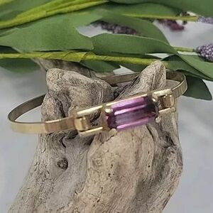 VTG 1978 Avon Jet Stream Amethyst Bracelet Cuff Clamper